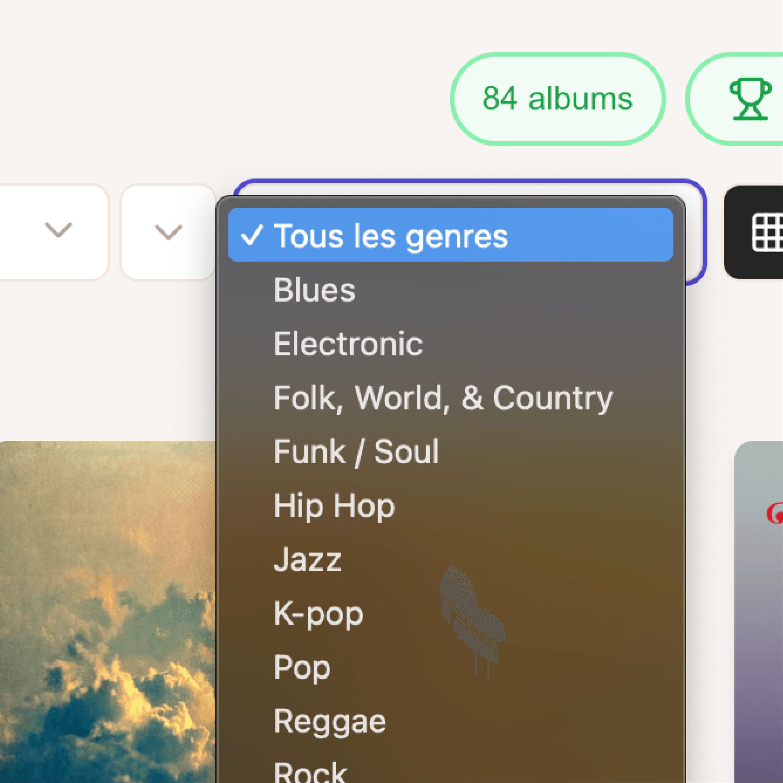 Consultez votre collection par genre, artiste, label…