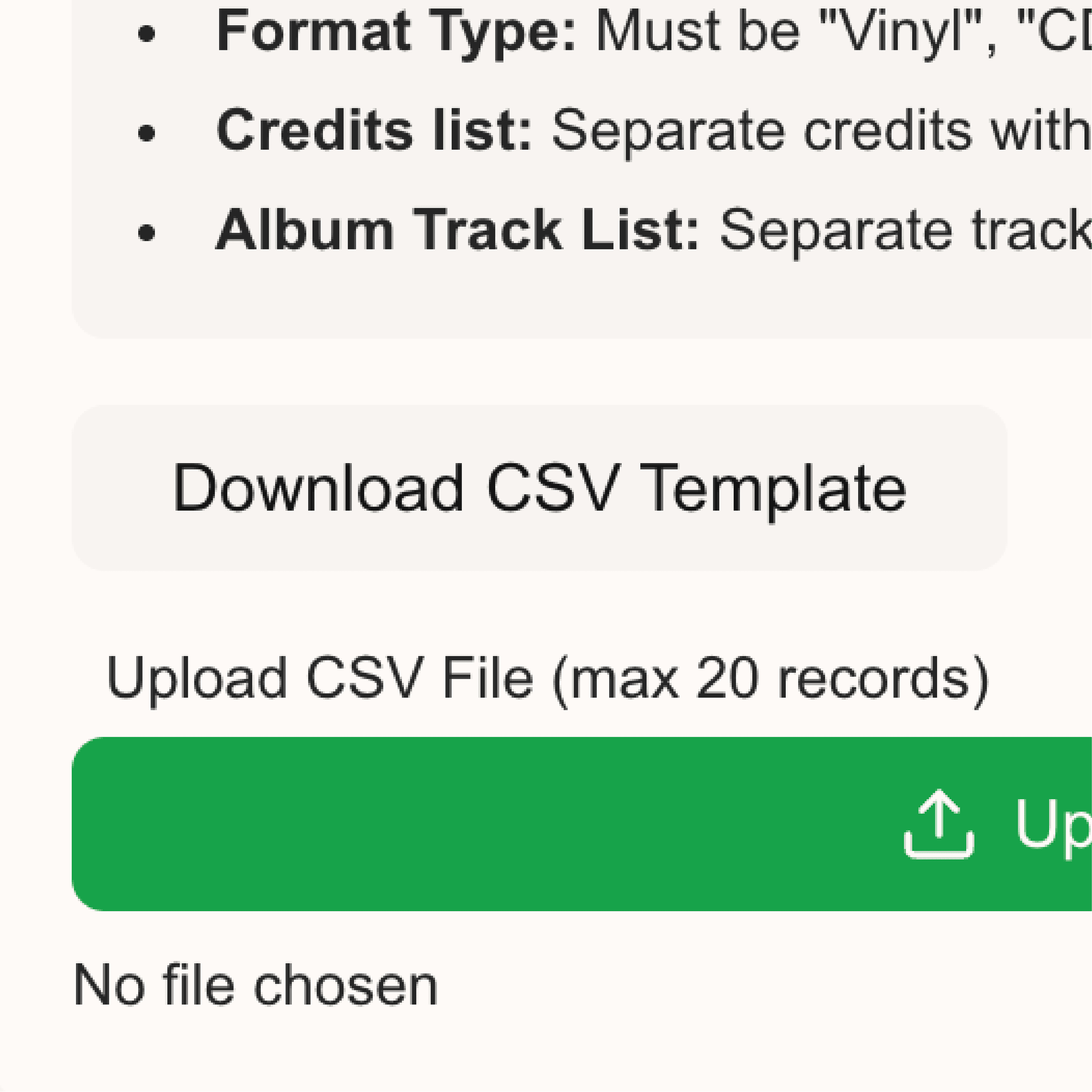 Import or export your collection from a CSV file