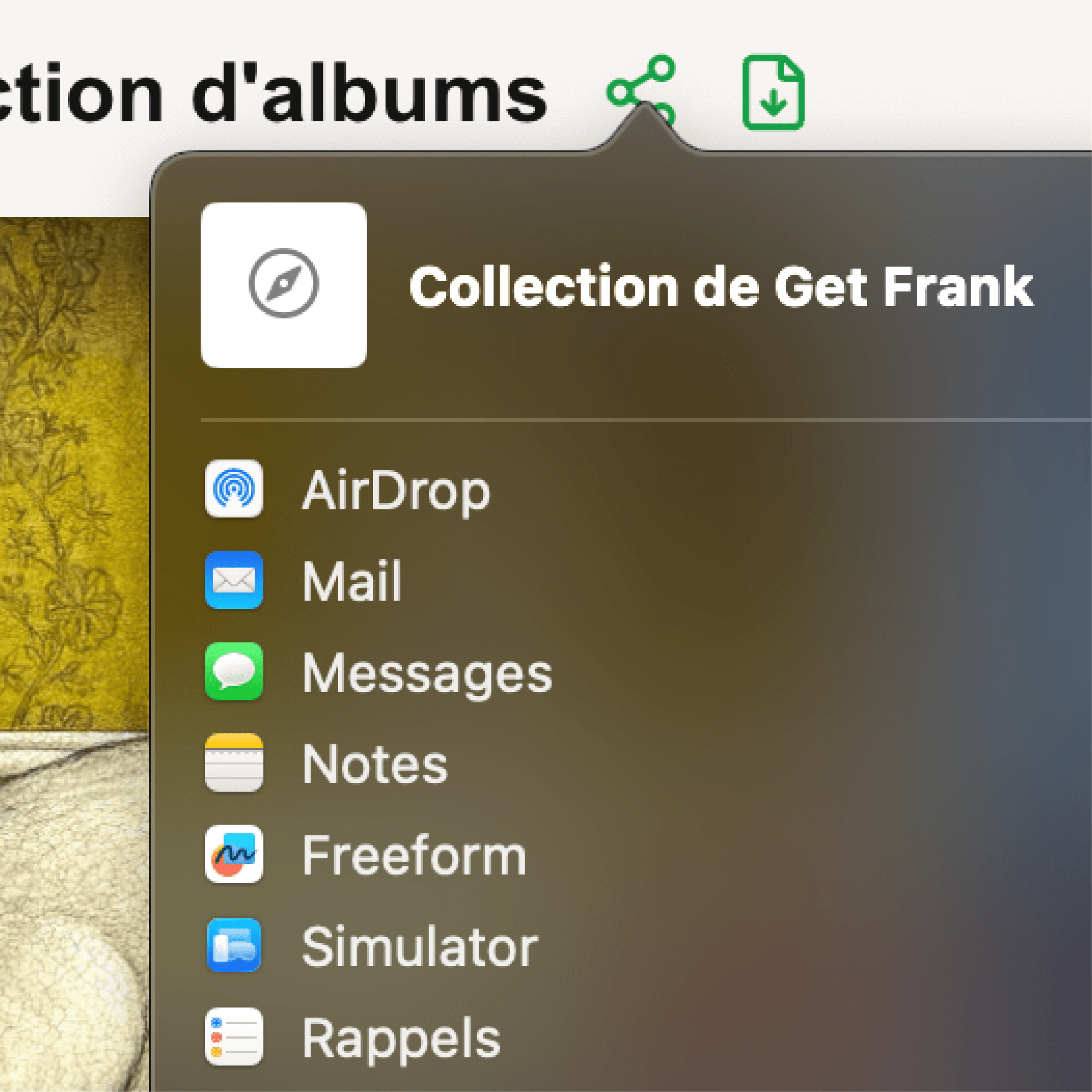 Partagez un album ou toute votre collection avec un ami